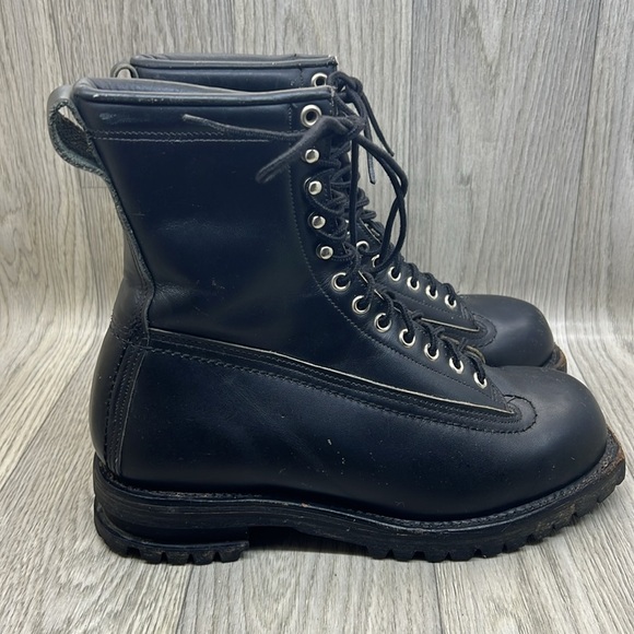 Vibram Black Leather Logger Combat Military Boots main image 9